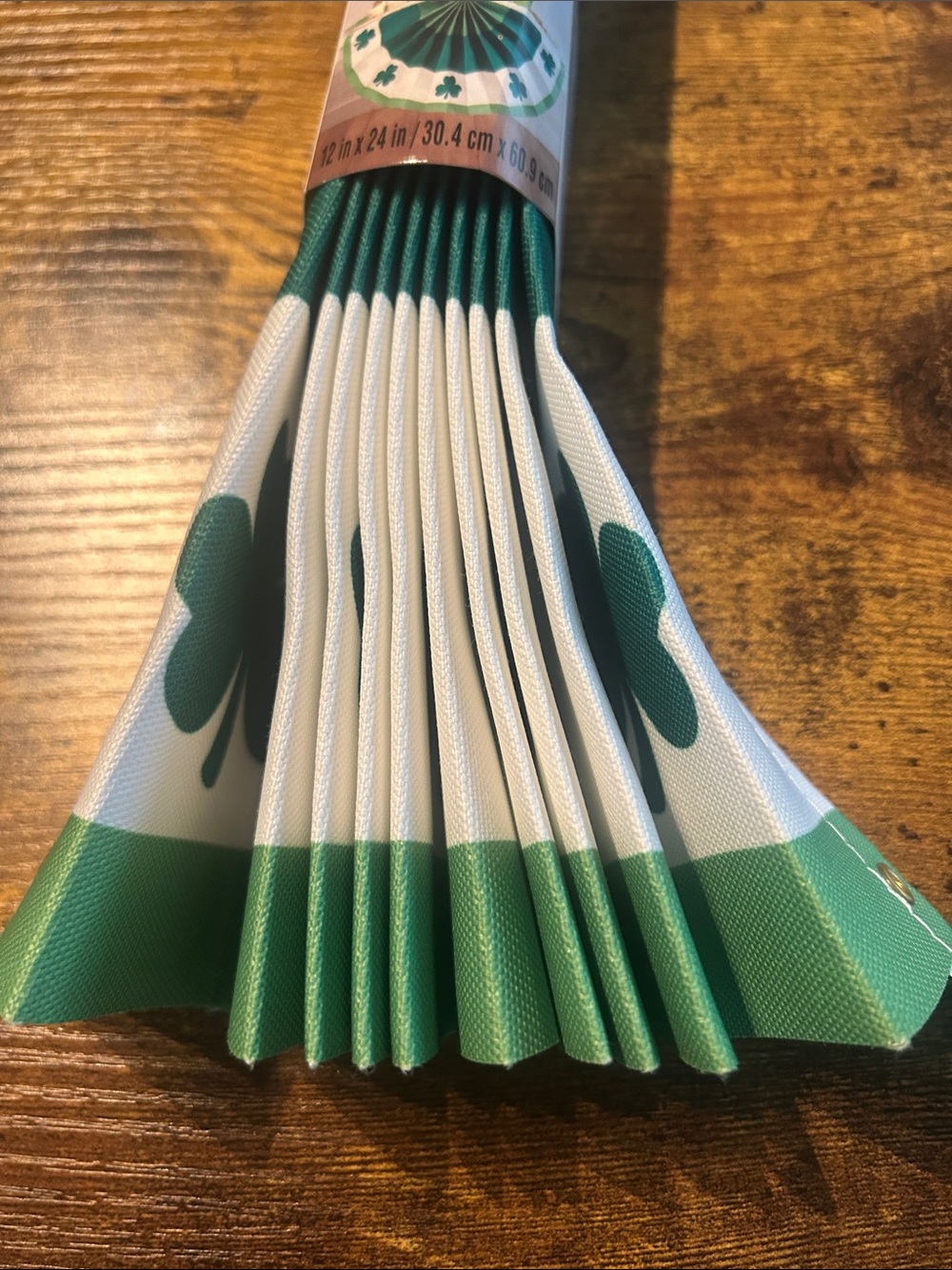 Celebrate It Green and White Shamrock Flag Bunting Garland - Picture 3 of 4